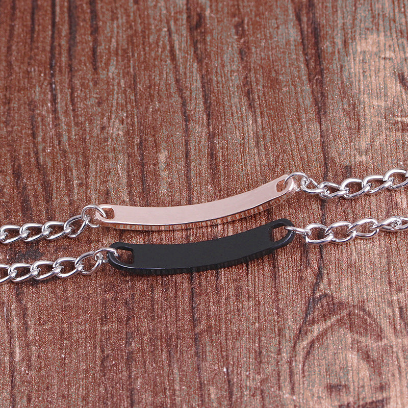 Conjunto de pulseiras para casal com cristais artificiais «King Queen» - Liga metálica moderna, estilo minimalista para uso diário, acessórios