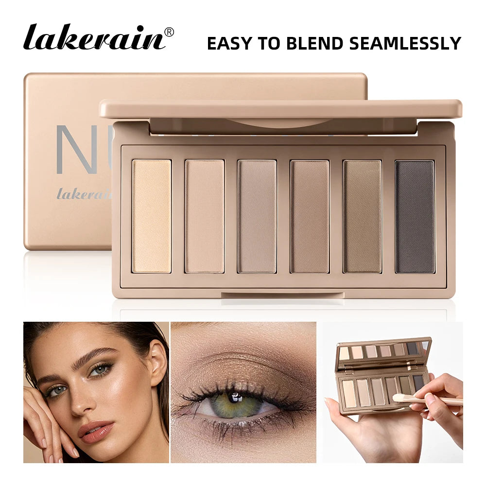 Paleta de sombras: maquilhagem de olhos de longa duração, pigmentação intensa, tons neutros, cores fáceis de esbater, paleta de sombras nude mate