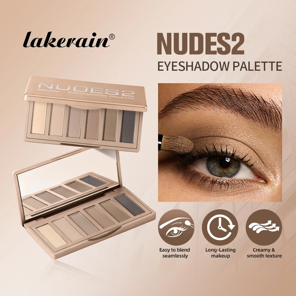 Paleta de sombras: maquilhagem de olhos de longa duração, pigmentação intensa, tons neutros, cores fáceis de esbater, paleta de sombras nude mate
