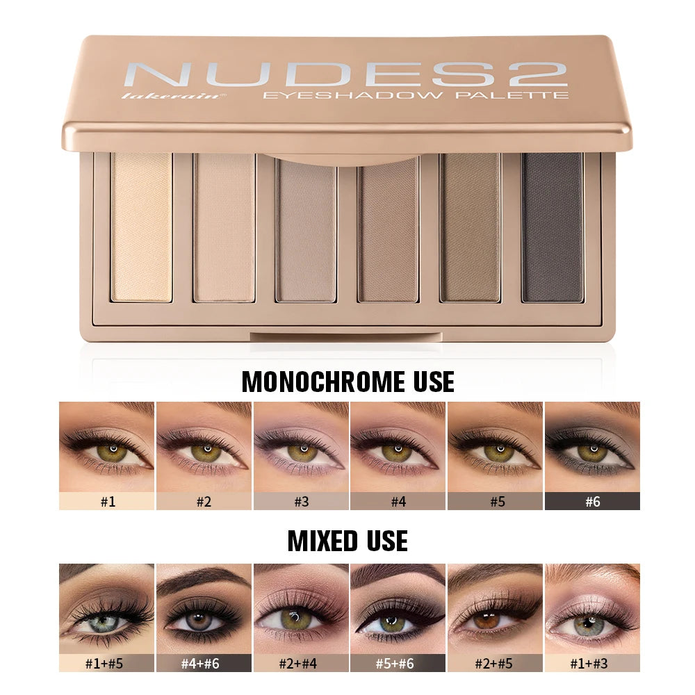 Paleta de sombras: maquilhagem de olhos de longa duração, pigmentação intensa, tons neutros, cores fáceis de esbater, paleta de sombras nude mate