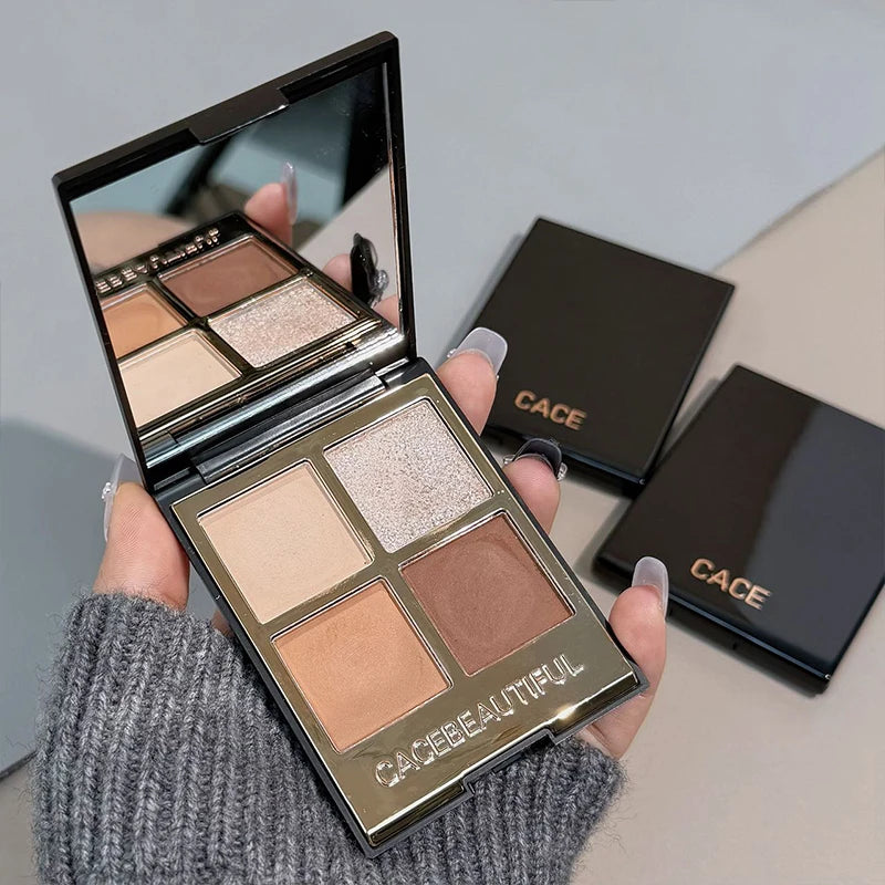 Paleta de Sombras de Olhos: Peroladas, Brilhantes, Mate, Glitter e Pigmentos Cintilantes - Maquilhagem Duradoura em Tons Terrosos e Preto