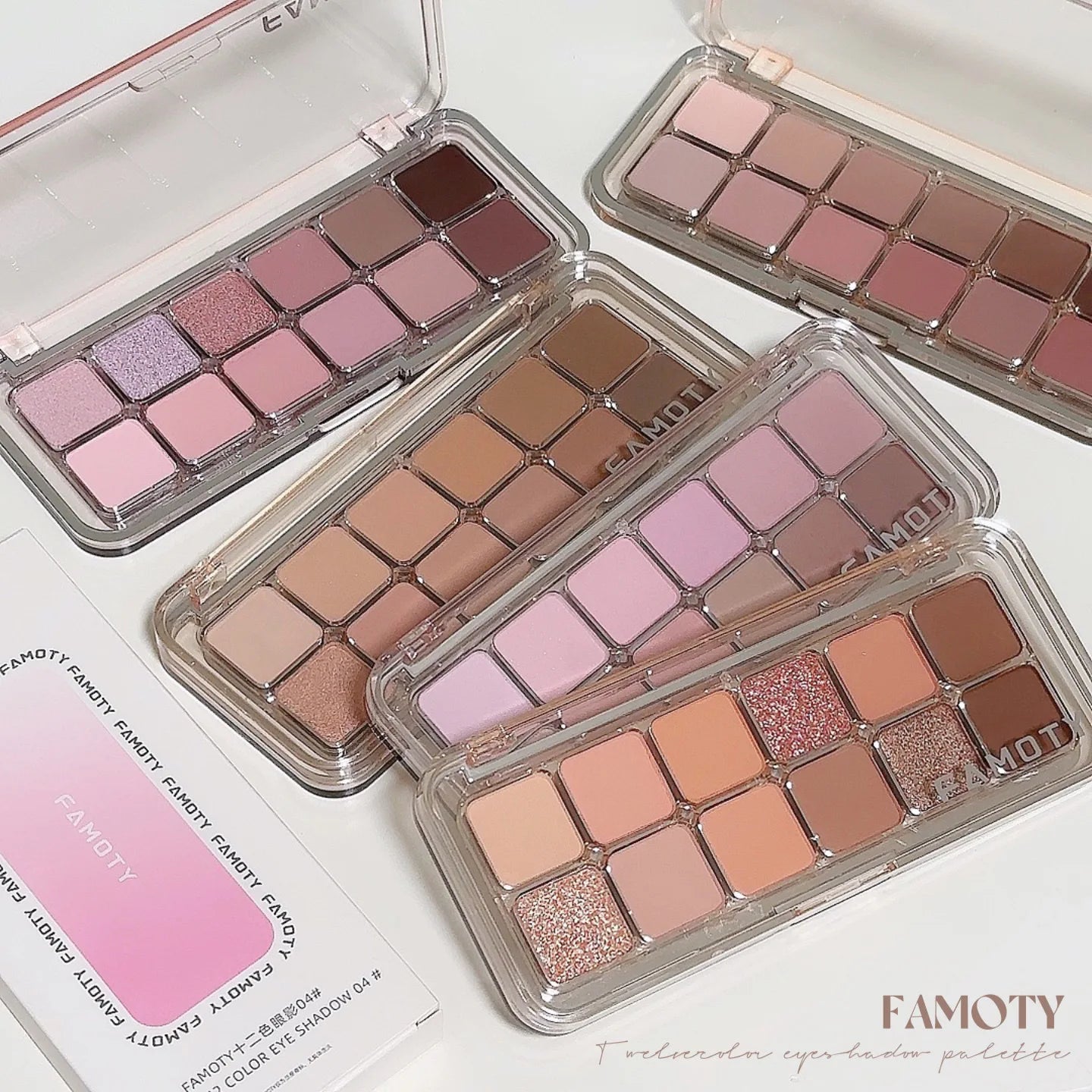 Paleta de sombras mate de 12 cores com baixa saturação: tons terra, chá e damasco; maquilhagem para os olhos totalmente mate e de longa duração