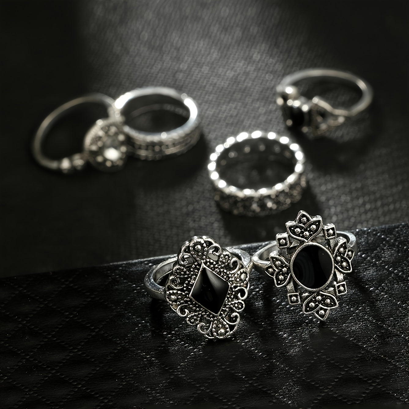 Conjunto de 15 anéis vintage de liga metálica com padrão de flores pequenas da Lotus – Conjunto de anéis para mulher, presente de joalharia